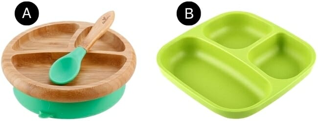 Green Divided Bamboo Plate | Bamboo Plates for Toddlers & Kids | Dishwasher Safe