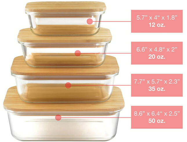 glass food storage containers with bamboo lids