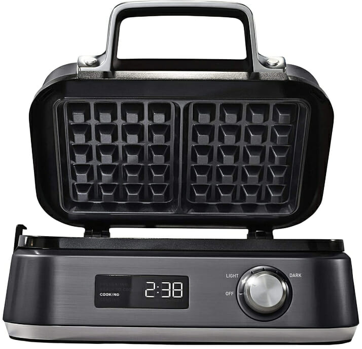 Non-stick Waffler Iron w Adjustable Browning Control Four Square Waffle Maker Beeps When Ready 