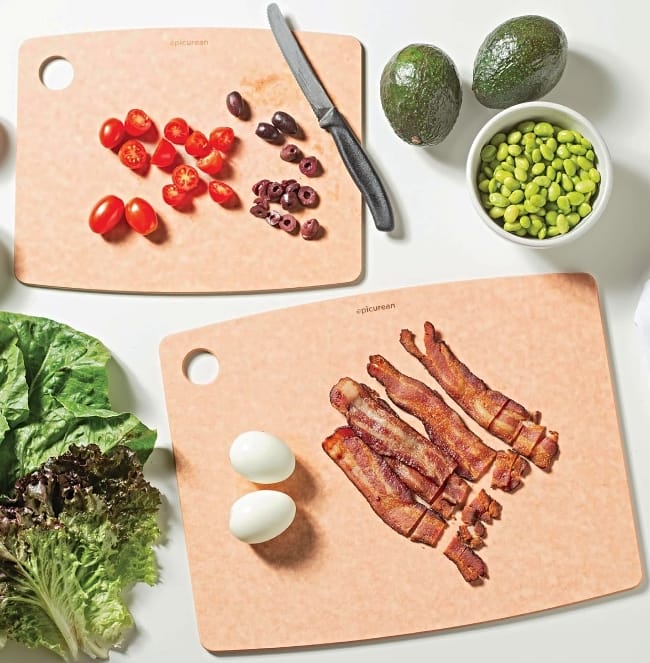 Epicurean-Kitchen-Series-Cutting-Boards-displayed-on-countertop-with-food-on-them
